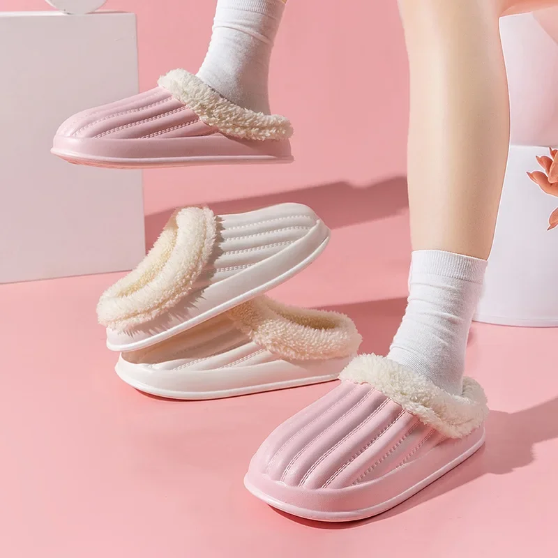 Cotton slippers women's cute home EVA lightweight warm mop detachable couple outside wearing cotton slippers waterproof shoes