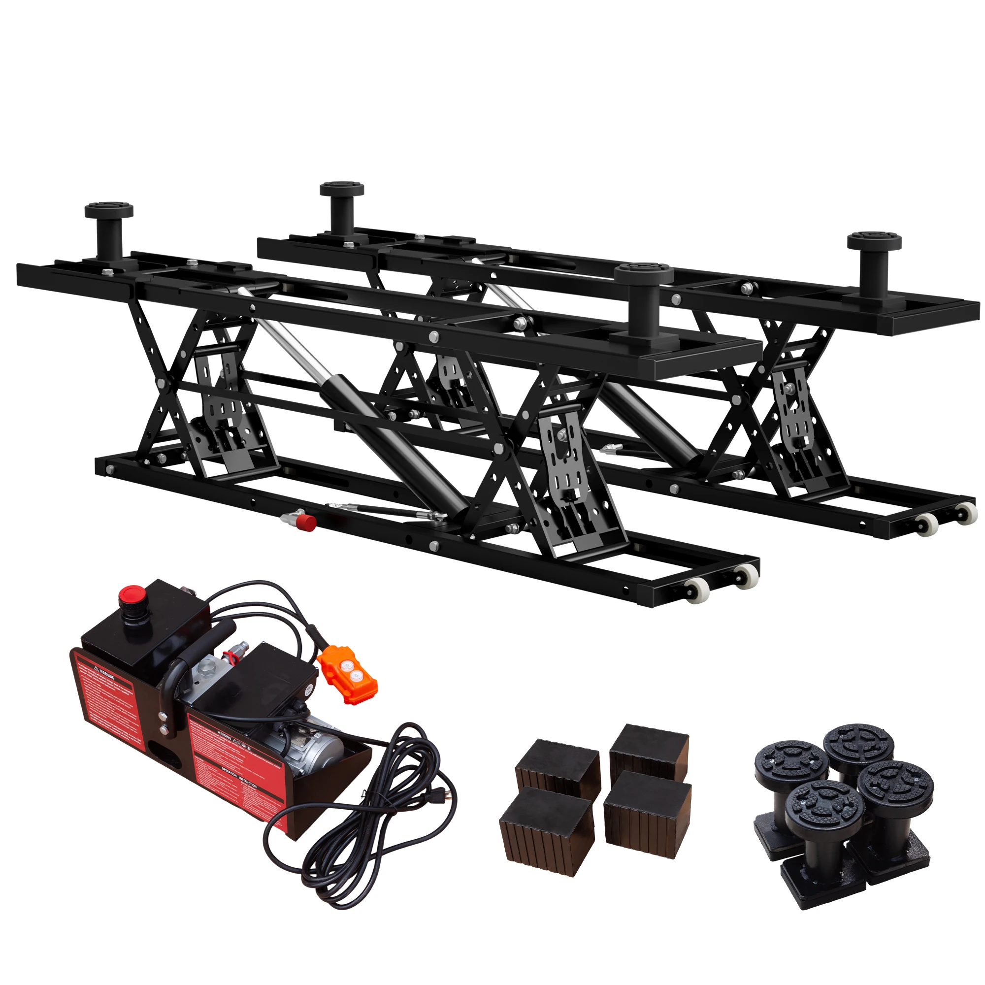 9000 LBS Portable Electric Hydraulic Vehicle Car Lift Hoist 28 Inch Max Height 11.5 Inch Extension Plates Q235-B Steel for Sedan SUV Pickup Garage