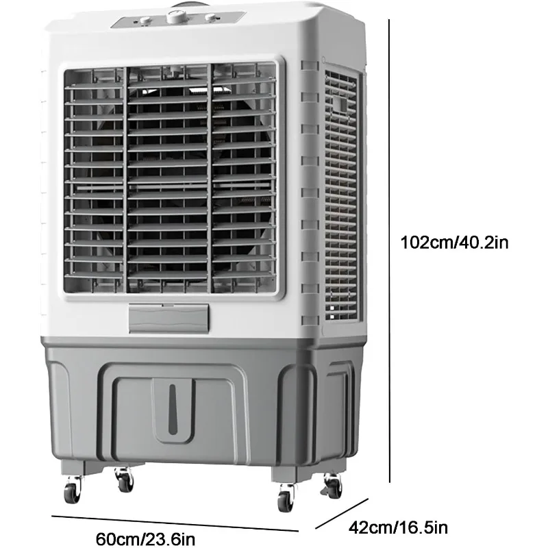 Evaporative Air Cooler, Swamp Cooler with 60L Water Tank, 3-Speed, 120°Oscillation, with 3 Ice Boxes