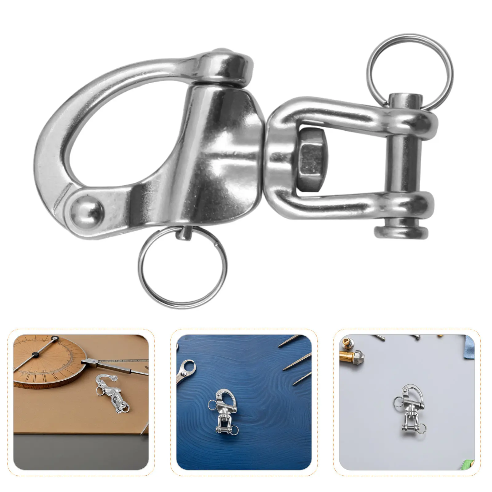 2Pcs Marine Anchor Swivel Shackles Stainless Steel Heavy Duty Sailing Snap Bail Quick Release Rigging Hardware for Boats