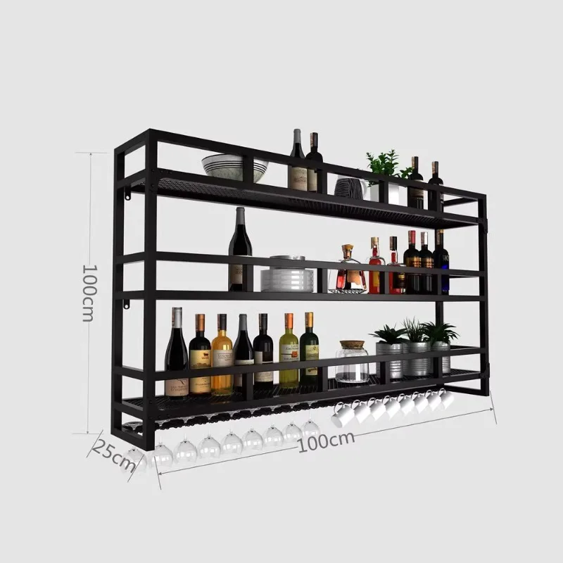 

Floating Bar Shelf Industrial Modern Cabinet Shelves Glass Display Drink Showcase Kitchen Storage Organization Liquor Wall