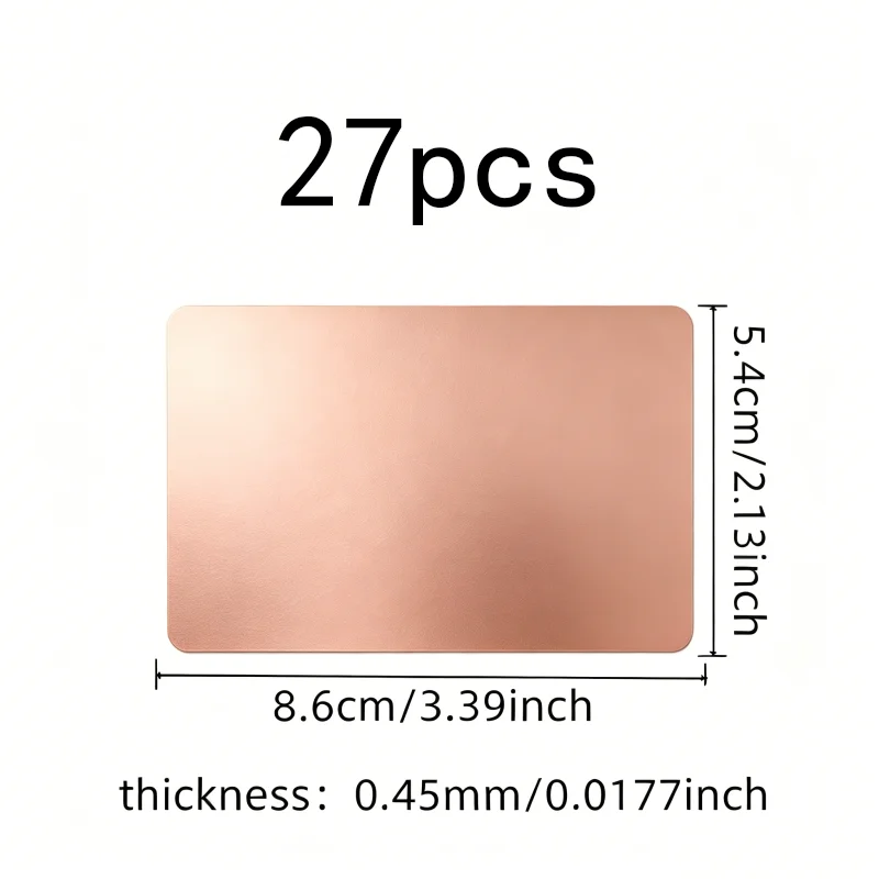 27 pcs 45mm Metal Business Card Blanks, 0.45mm Thin Lightweight, Business Card Making Sublimation Printing