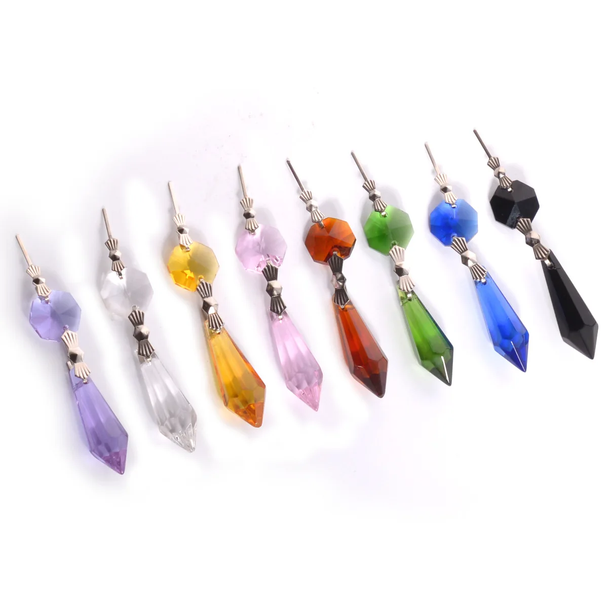20pcs Crystal Icicle Pendant Chandelier Prisms Drops Lamp Candle Holders Curtain DIY Parts