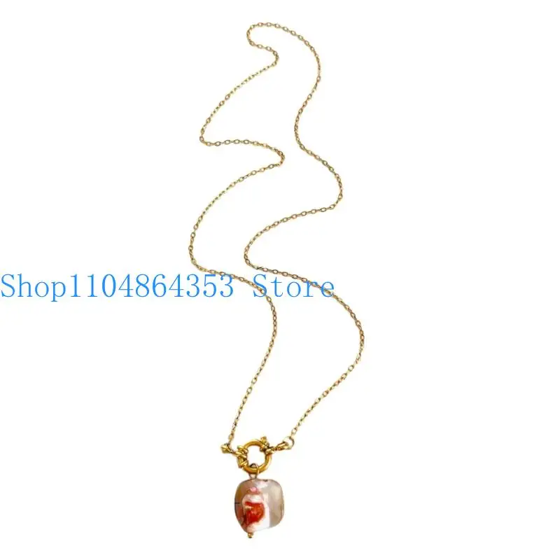 652F Beachy Jewelry Set Shell Conch Pendant Necklace Earrings for Trendsetters