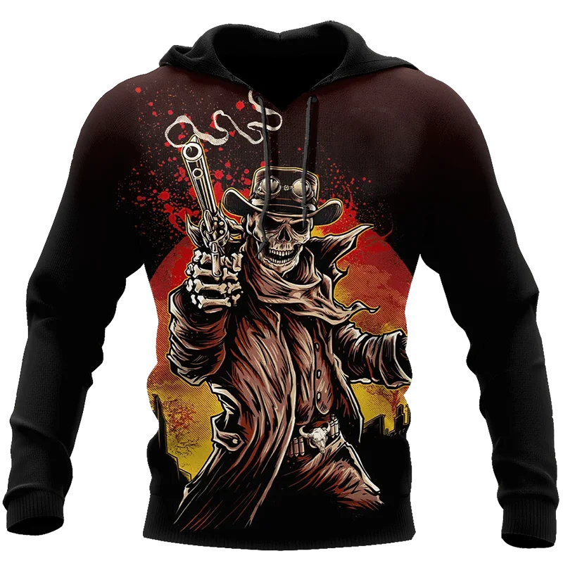 3D Printing Hoodie Men Punk Skull Fashion Skeletor Y2k Graphic Casual Goth Streetwear Long Sleeve Pullover Oversized Autumn Tops