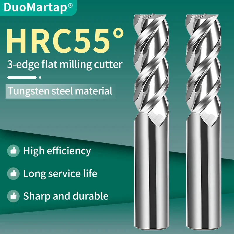 1PCSCNC Carbide Flat End Mill Tungsten Cutter 2 4 Flute Metal Steel Machining Tool Key Face Square Router Bit 6 8 12 Shank