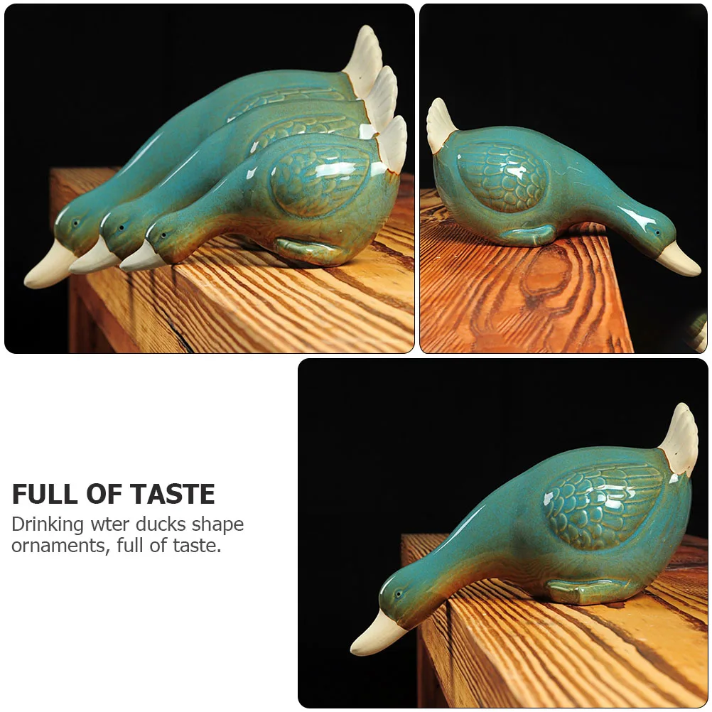 

3 Pcs Decorate Ceramic Duck Ornaments Decoration High Temperature Porcelain Kiln Changing Glaze Home Decors