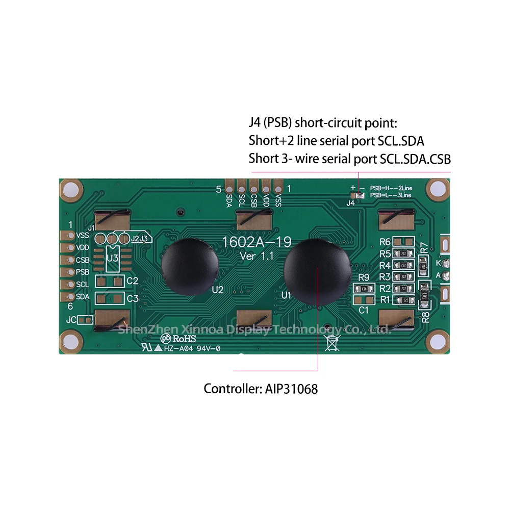 다국어 모듈 LCD 전압 3.3V AIP31068, 오렌지 라이트 블랙 글자, 러시아어 1602A-19 LCD 디스플레이 화면, 16X2