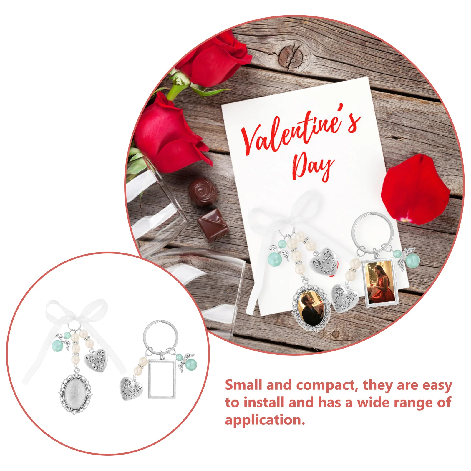 

2Pcs Gem Setting Pendant DIY Photo Frame Charm for Wedding Bouquet Memorial Decor Alloy Glass Picture Holder Photo Frame Pendant