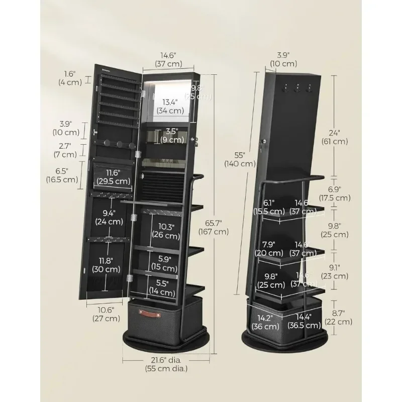 l 360° ° Drehbarer, verspieg – Full Length Mirror Jewelry Armoire Bewertung und Preis