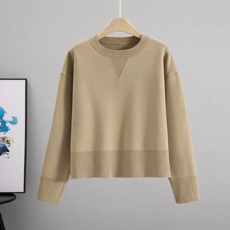 

Stylish and Simple Round Neck Thin Solid Color Sweater Knitted Sweater