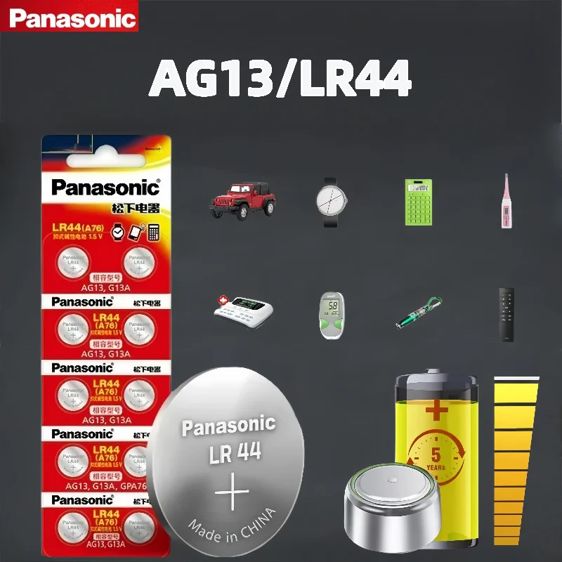 

Wholesale 10-40PCS Panasonic A76 LR44 AG13 357 Button Batteries for Calculator Remote Control Watch Coin Cell LR44