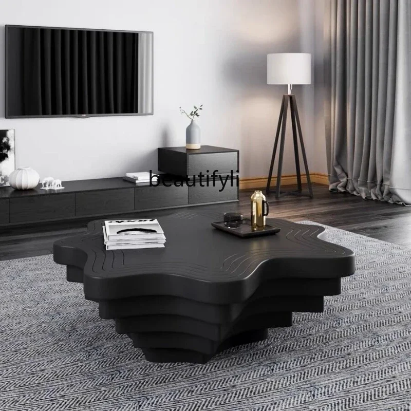 

Modern simple irregular annual ring coffee table living room small apartment special-shaped, tea table creative wave pattern