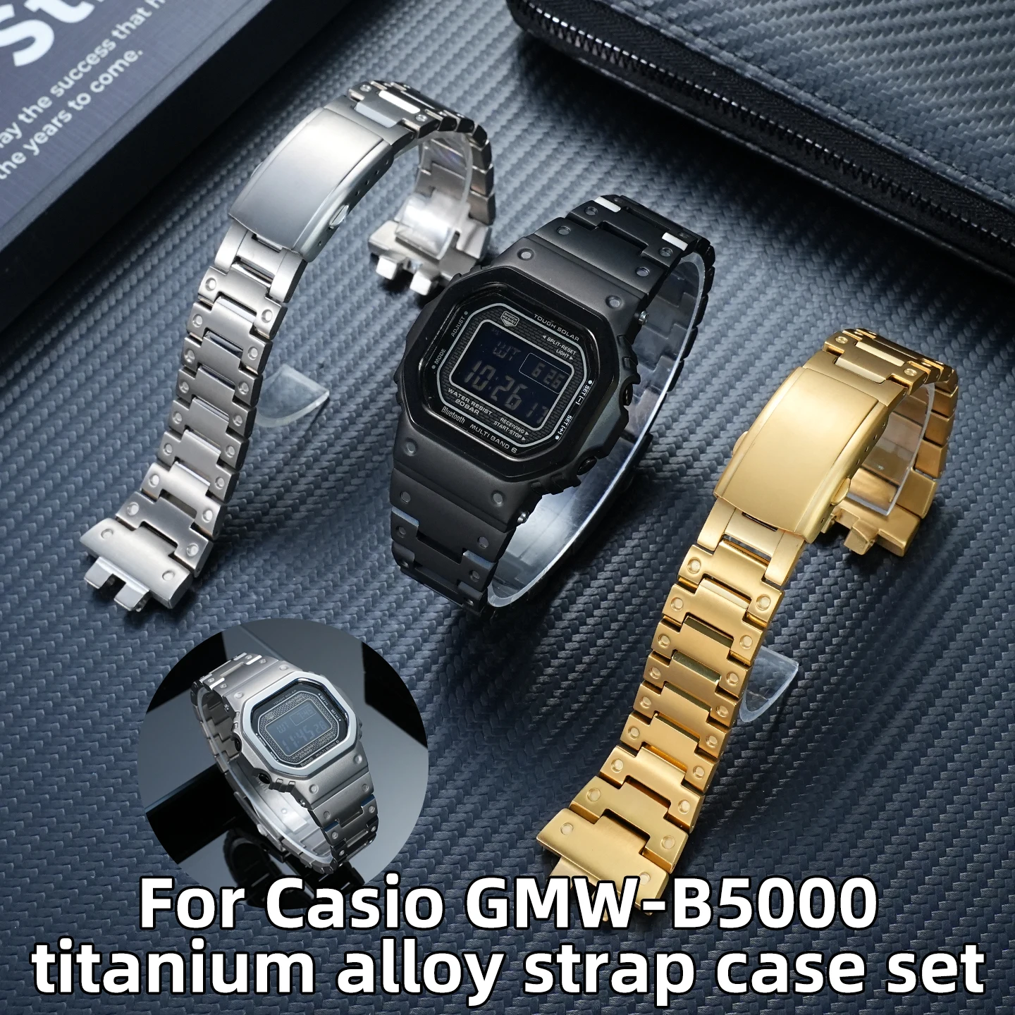 Ultra-Light Titanium Upgrade Kit Compatible with GMW-B5000 MRG-B5000, Strong Full Metal Case + Wristband Set for G-SHOCK