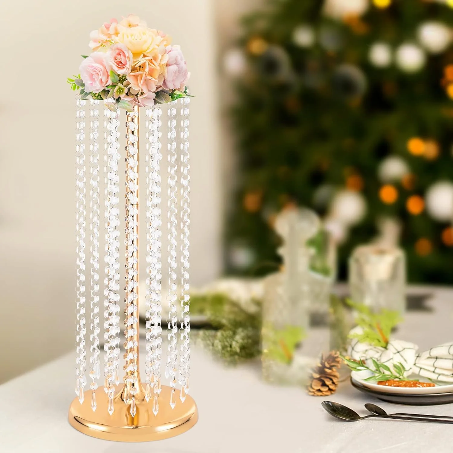 

6 PCS 110CM Diameter Crystal Wedding Road Lead Acrylic Centerpiece For Event Party Decoration