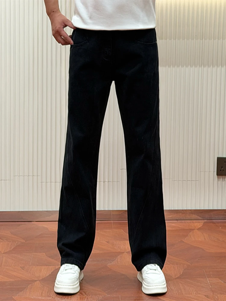 Black Clean Version Men's Jeans Casual Loose Straight Leg Pants Youthful Simple Long Trousers Autumn Trend Fashionable