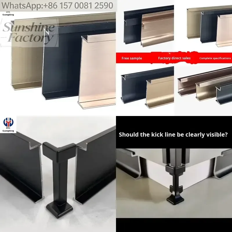 Modern Aluminum Alloy Metal Skirting Board-Thickened Ultra-Thin Snap-On Corner Baseboard with Easy Installation for Hotel Use
