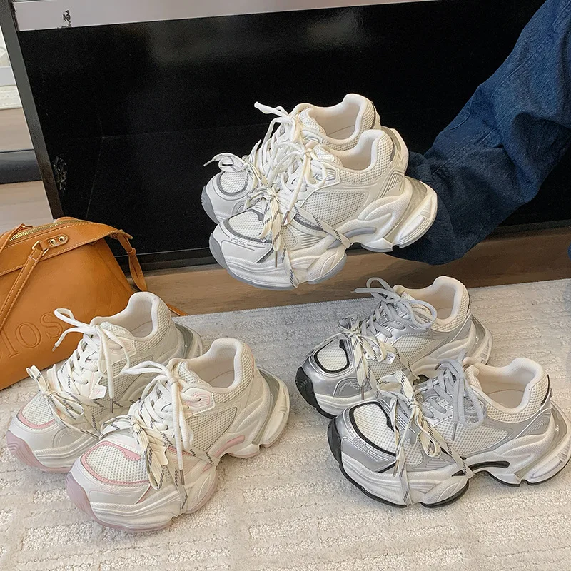 

Platform Dad Shoes Women 2025 Autumn Hot-Selling Height-Increasing Lace-Up Fashionable Lightweight Sneakers for Petite Women
