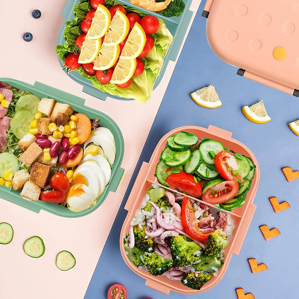 B69C Bento-Box für Erwachsene und Kinder, 1000 ml Lunchbox für Kinder, auslaufsicher, spülmaschinenfest, mit 2 Fächern