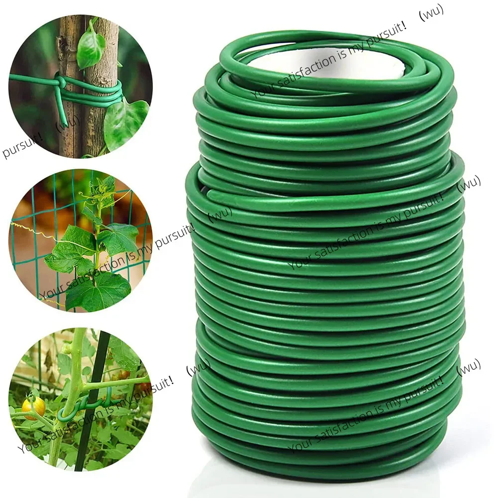 8m/10m Plant Twine Green Soft Flexible Bendy Garden Support Wire Cable Twist Tie Reusable Rubber Coated Steel Wire