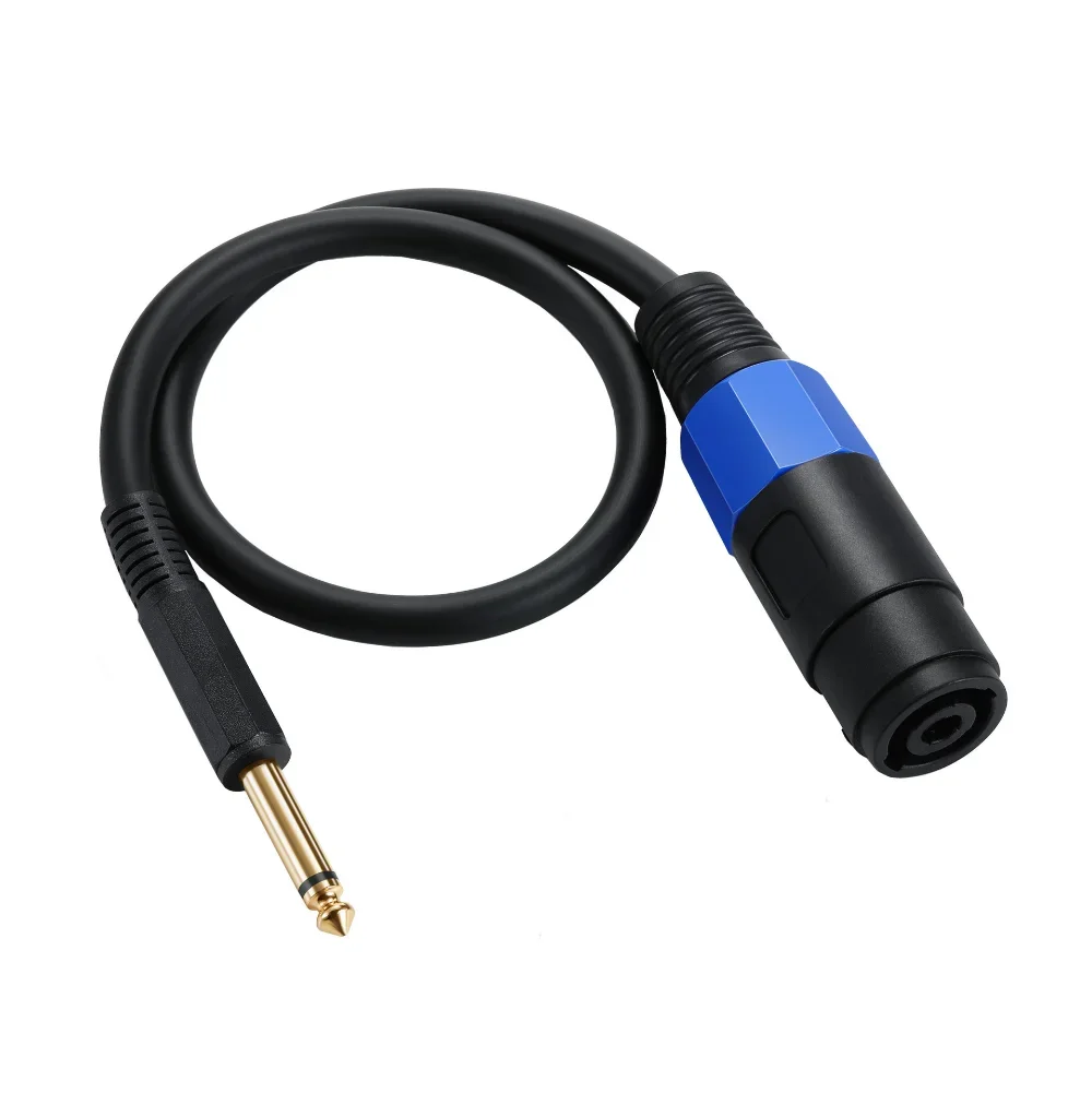 Speakon Female Connector to 6.35mm 1/4" Male TS Speaker Cable - Speak-on Jack to 1/4 6.5mm TS Plug (Right-Angle Plug)