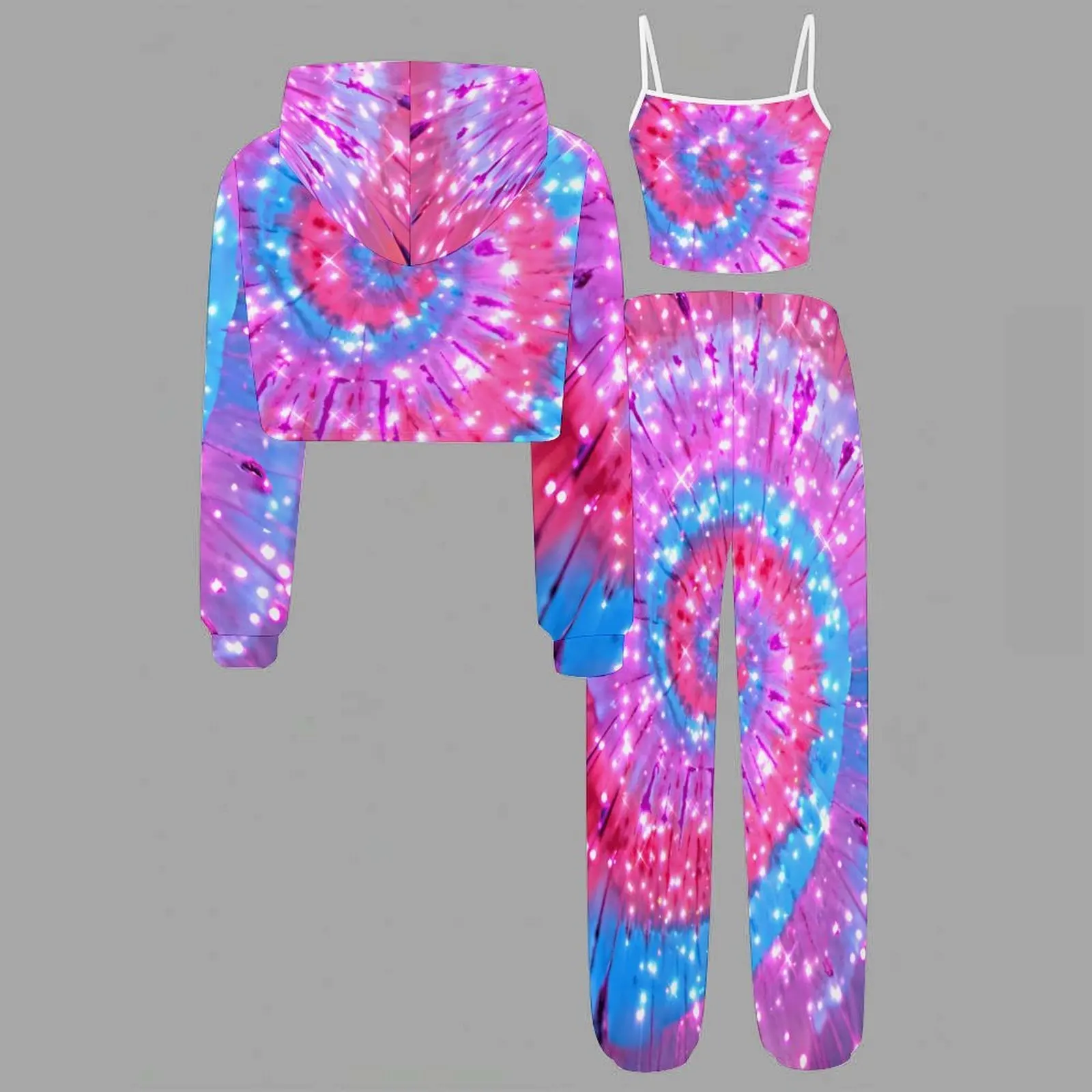 Kids Sweet Print Three Piece  Adorable Soft Skin-friendly Breathable Coat Fashion Casual Vest Daily Vacation Beach Sweatpants