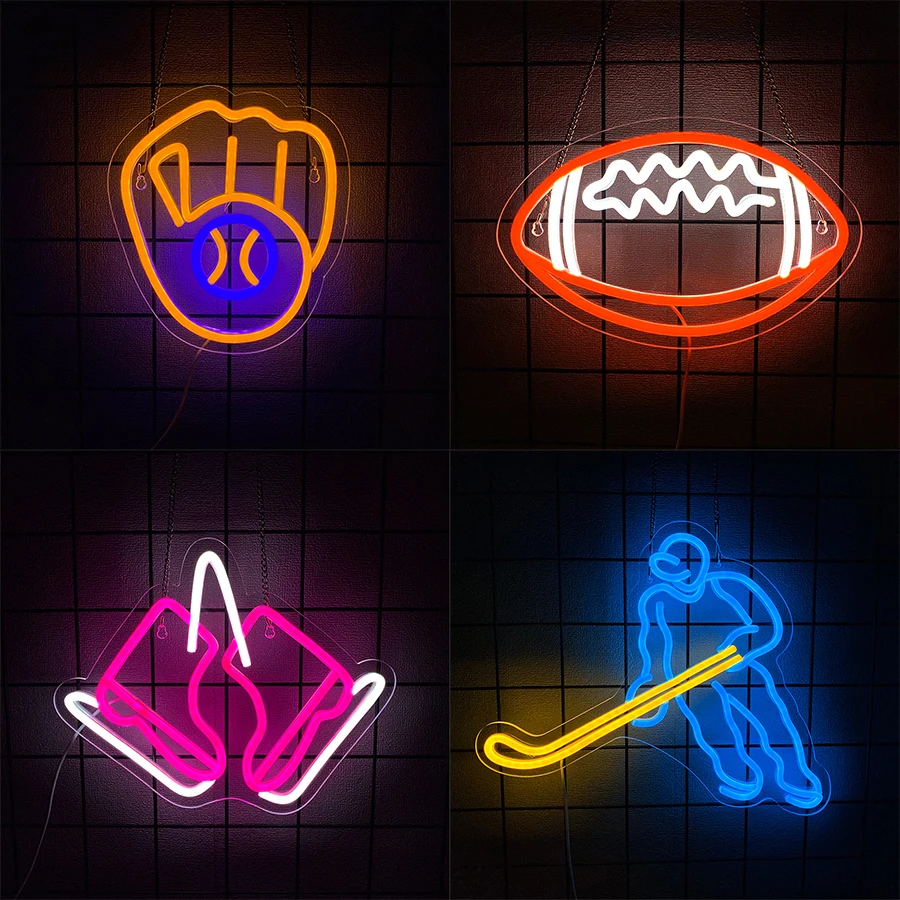 Sports Equipment Icon - Rugby Led Neon Sign, Sports Equipment