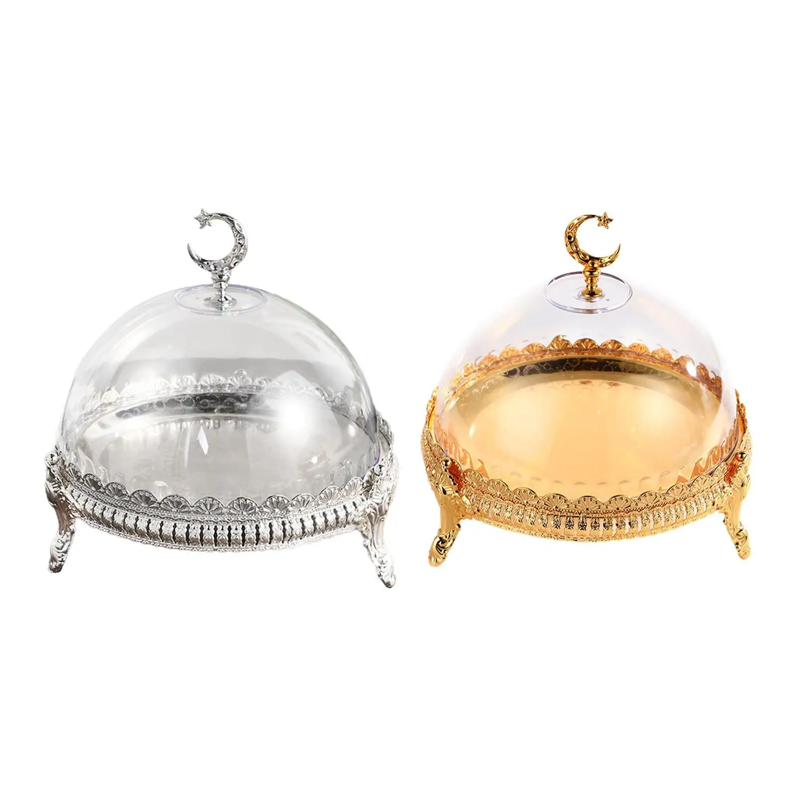 Cake Stand with Acrylic Dome Dried Fruit Fruit Dessert Plate Snack Decor Ramadan Tray Candy Dome for Wedding Parties Festivals