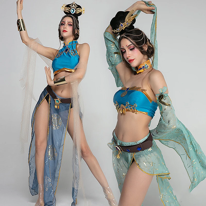 

Chinese Style Gogo Dancer Performance Outfit Flying Fairy Sexy Dancing Stage Costume Women Party Festival Clothing VDB7142