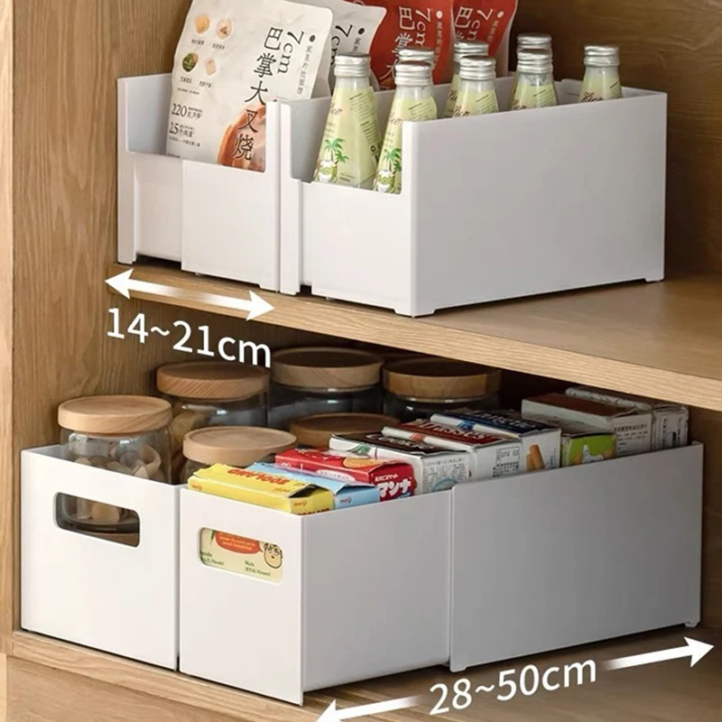 Kitchen Cabinet Telescopic Right Angle Storage Box Household Drawer Miscellaneous Items Sorting Box Cosmetics And Snacks