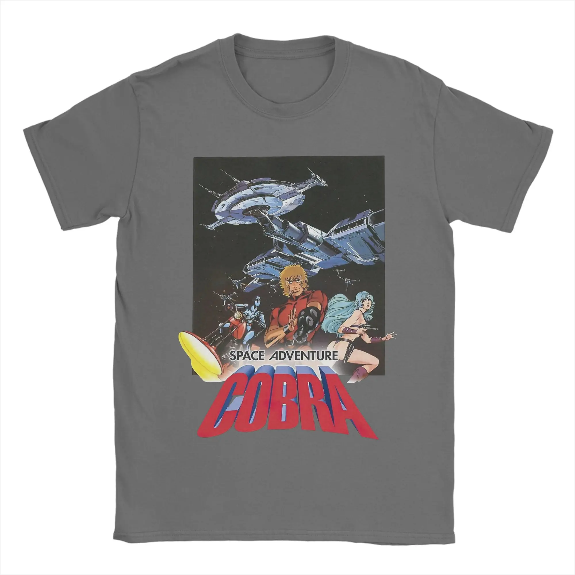 Cobra Space Pirate Anime T-Shirt für Männer Baumwolle Casual T-Shirt Rundkragen T-Shirt Kurzarm Kleidung Erwachsene