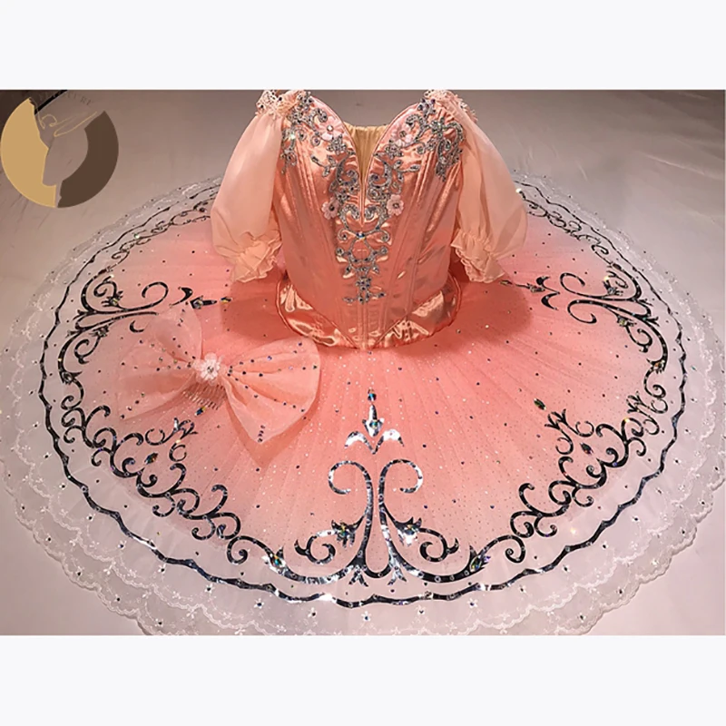 

FLTOTURE Professional Classical Girls Child Custom Made Peach Pancake Dress Ballet Sleeping Beauty Competition Tutu Skirt XW210