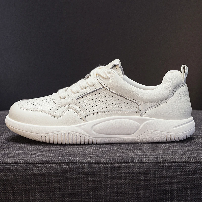 

Women's Genuine Leather White Sneakers Breathable Casual Shoes Lightweight Non-slip Fashion Walking Shoes for Women 2026 New