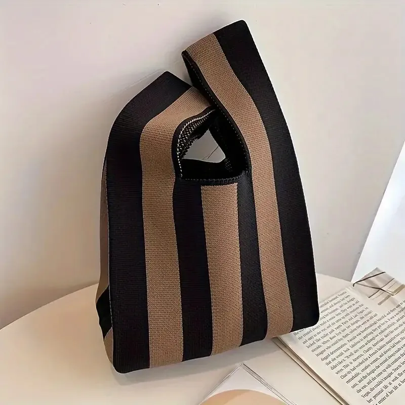

Handbag Women's Knitted Wool Bucket Bag Versatile Handbag Casual Tote Bag Box Rice Bag