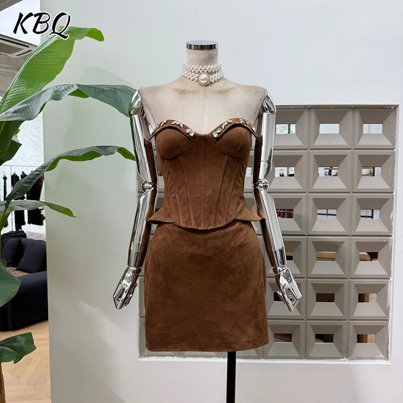 

KBQ однотонные утягивающие винтажные платья с бриллиантами для женщин без бретелек без рукавов с высокой талией простое европейское вечернее платье женское