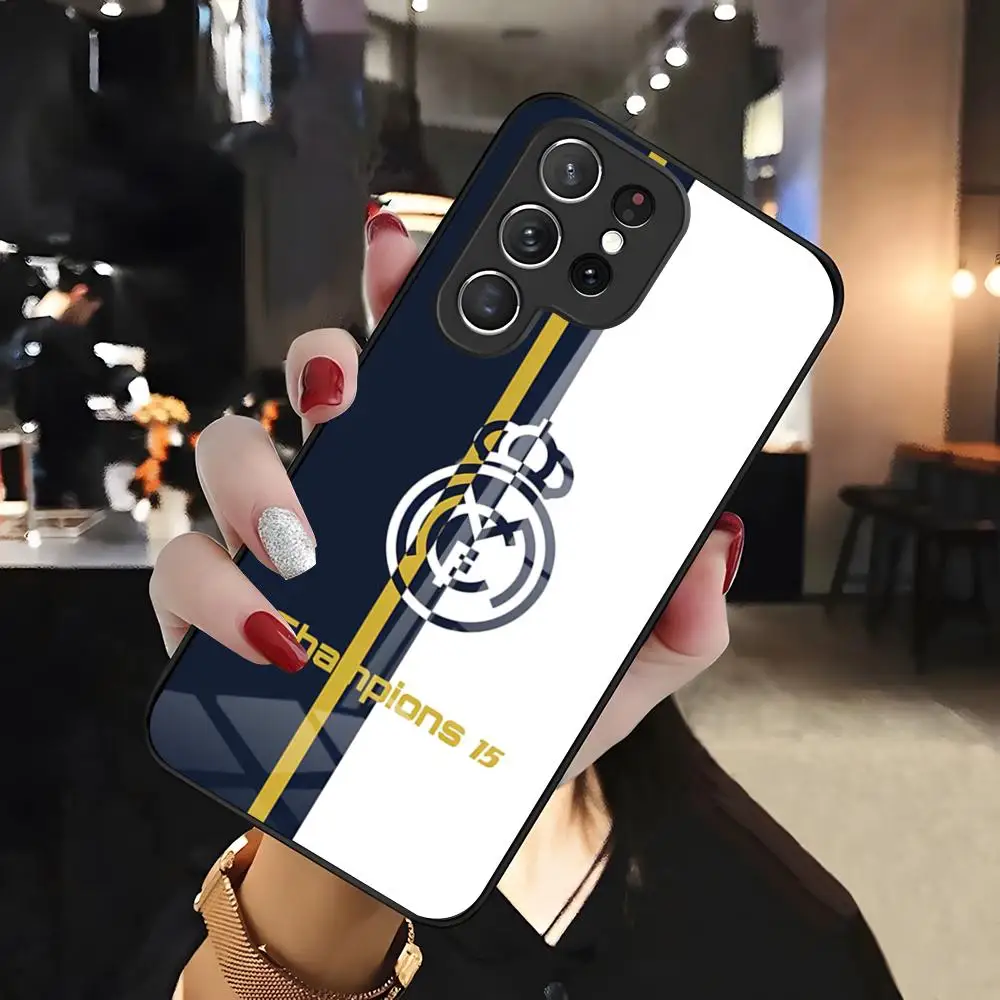 Etui na telefon R-ReaL M-MaDriDS FC do Samsunga S26 S25 Edge Ultra 24 23 22 21 Ultra Plus Fe A55 56 15 4G 5G, szklana obudowa — zdjęcie produktu 3