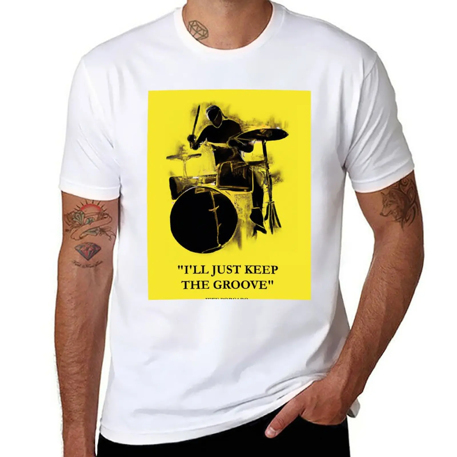 New Famous Jeff Porcaro Drummer Quote Art Painting T-Shirt plus size tops boys animal print shirt mens cotton t shirts