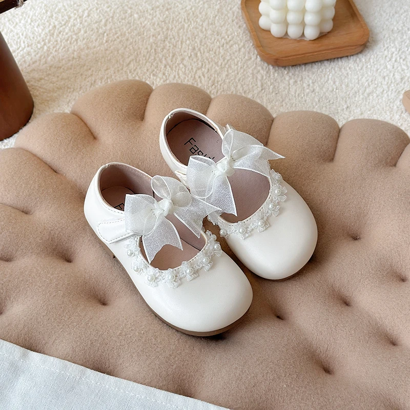 ربيع الخريف الفتيات أحذية Bowknot أزياء الأطفال أحذية الزفاف أنيقة الأميرة الاتجاه الاطفال عارضة الأحذية المسطحة #5