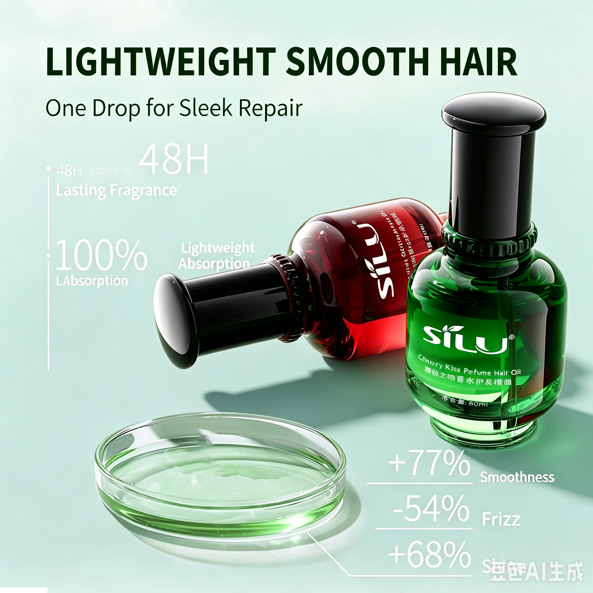 SLUJ Cherry Kiss Perfume Leave-in Hair Oil Anti-Frizz Smoothing for Straight Curly Hair PHC Nourishing Treatment