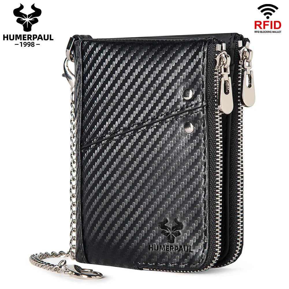 LAREET Retro Luxury Double Zipper Coin Pocket Money Bag  New Wave Genuine Leather For Men Quality Clutch  ﻿