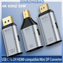 USB C To DP/HDMI-compatible/Mini DP Converter 4K 60HZ Type C To HDMI Thunderbolt 3 Adapter For MacBook Samsung S20 USB-C Adapter