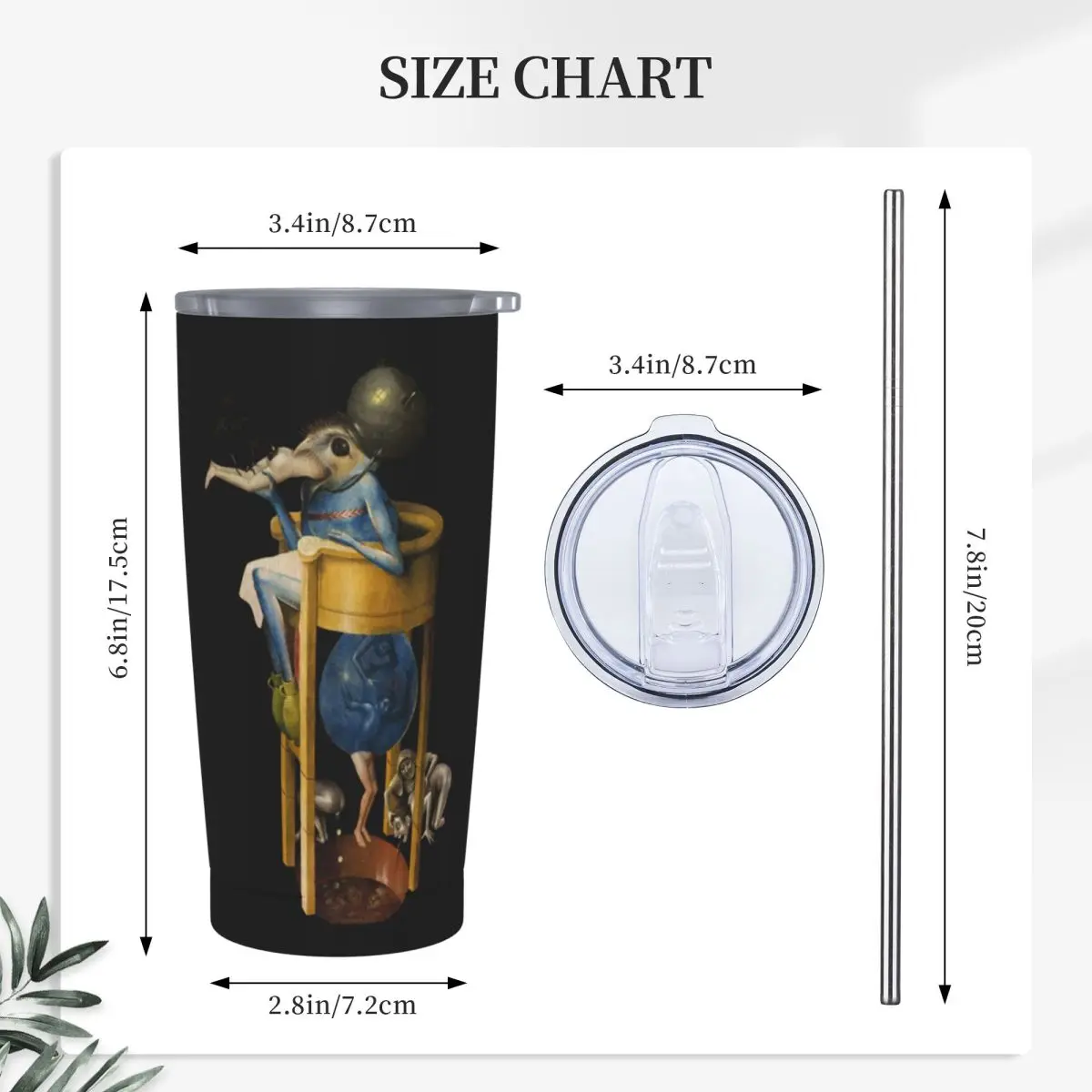 Hieronymus Bosch Devil On Night Chair Stainless Steel Tumbler Vacuum Insulated Mugs Thermal Cold Cup Straws With Lid 20oz