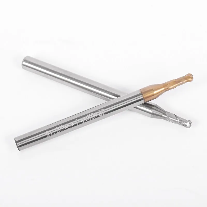 Long Neck Deep Groove Ball Nose End Mill 0.2 0.4 0.8R Micro Diameter Tungsten Carbide CNC Milling Cutter