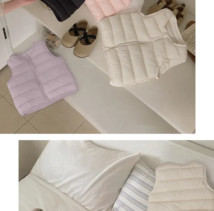 Leichte Baumwollweste für Babys, Herbst- und Wintermodell, warmes, ärmelloses Oberteil für Mädchen und Jungen, Freizeitweste für Kinder, ärmelloses, gefüttertes Innenfutter. – Detail 12