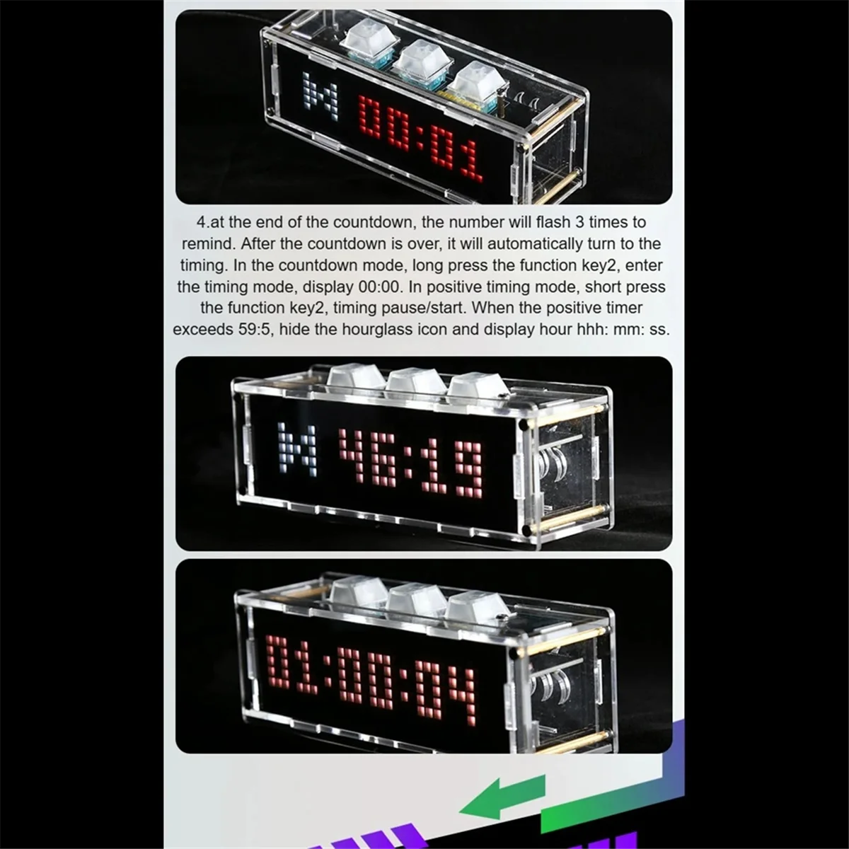 Retail! RGB Ambient Light with Mechanical Keycap Clock Support Timer 3 X 6 Color Lighting Effect Wifi Connect Mobile Phone PC