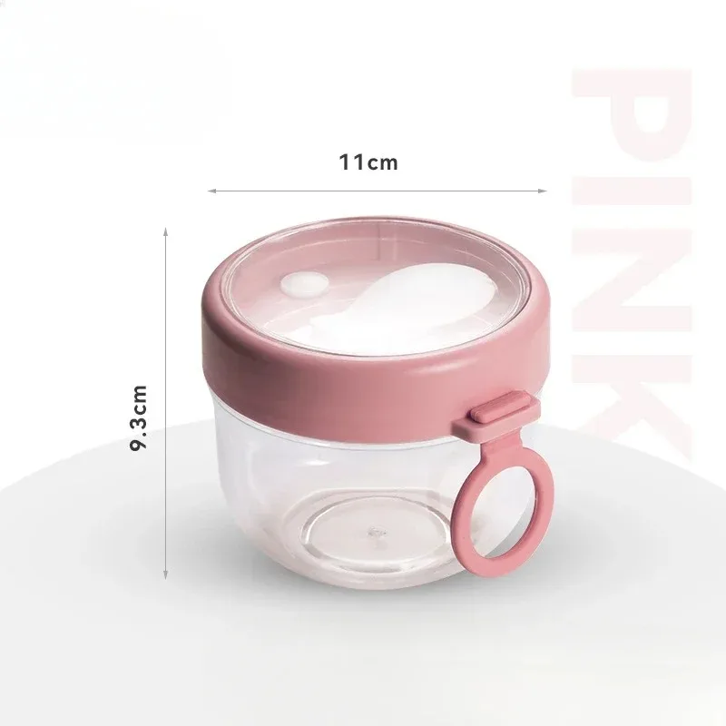 

Portable breakfast cup with lid, spoon and fork, sealed overnight oats, microwave oven heated soybean milk milk cup