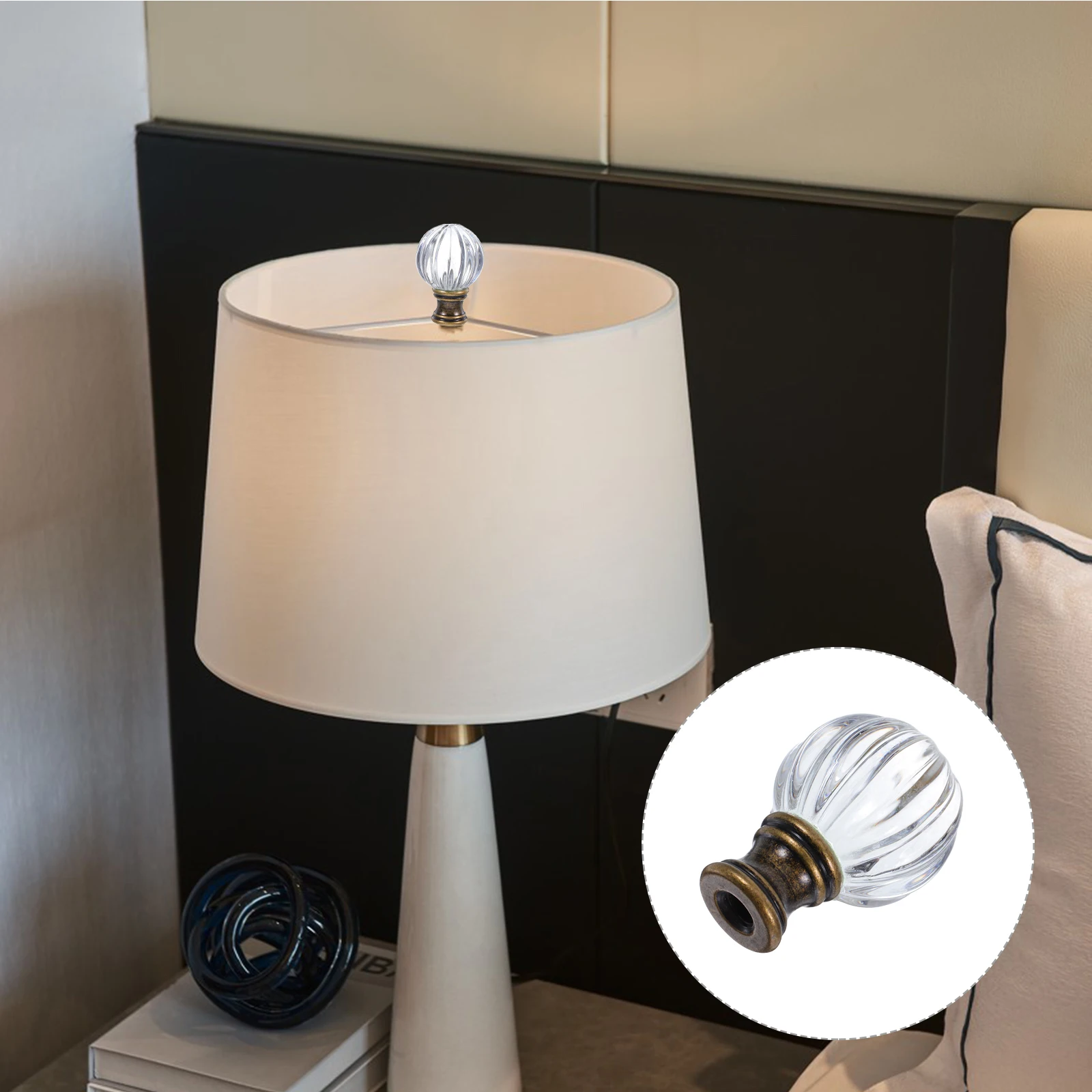 

Wave Decorative Lamp Finials Glass Light Knob Shade Screw Caps Replacement Parts Modern Style Bedroom Living Room