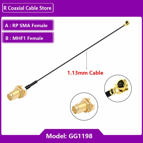 Imagen 2 del producto 1 cable MHF SMA hembra90 °   A uFL u.FL MHF enchufe macho hembra antena WIFI Cable Coaxial RF RG1.13MM RG0.81MM extensión Pigtail