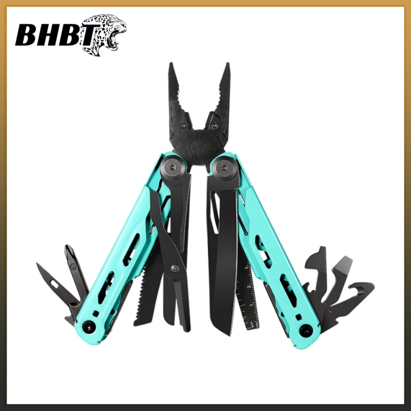 

BHBT 17 in 1 Multitool Pliers EDC Outdoor Survival Folding Multi-functional Tool Portable Scissors Saw Blade Pink/Blue