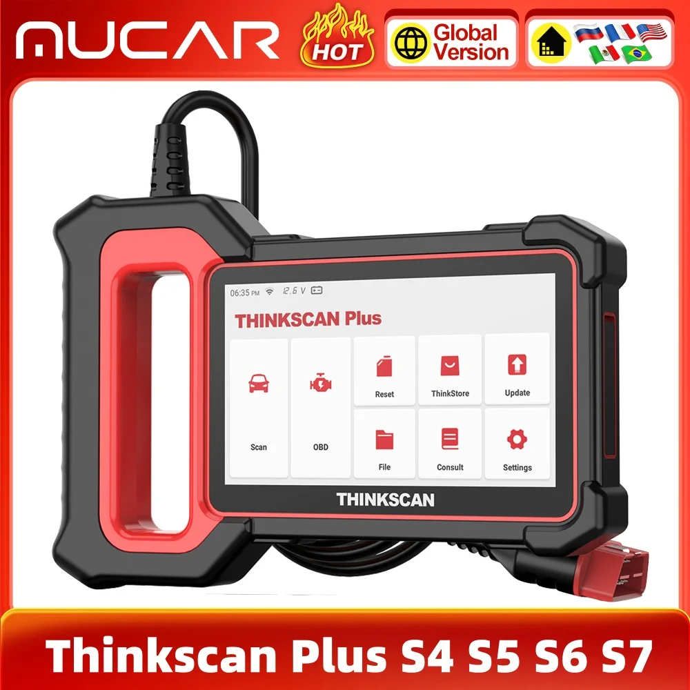 Herramientas de diagnóstico Thinkscan Plus S7/S6/S5/S4, sistema 7, 5 reinicio, herramientas automotrices libres de por vida, herramientas de lector